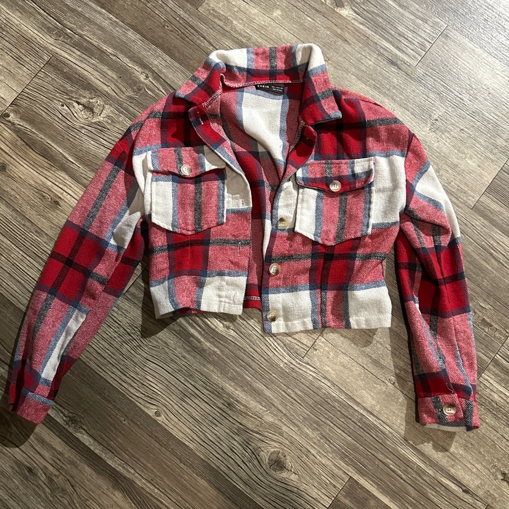 SHEIN Red and Blue Plaid Jacket